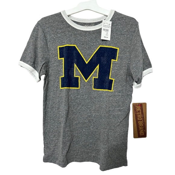 University of Michigan Short Sleeve Ringer Tee Original Retro Brand NWT - Picture 1 of 4